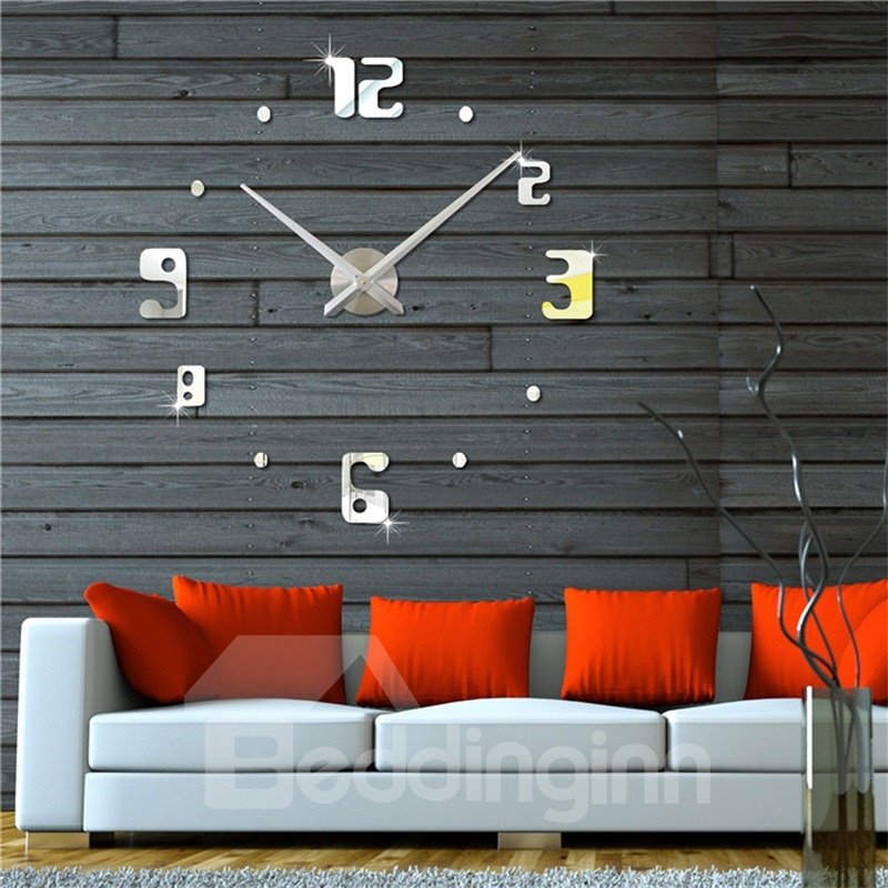 2 Color DIY 3D Acrylic Numbers Pattern Home Decor Mute Wall Clock