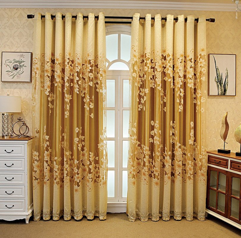 European Ventilate Living Room Blackout Curtains 260g/m2 Polyester 80% Shading Rate and UV Rays Environment-Friendly and (144W*96"