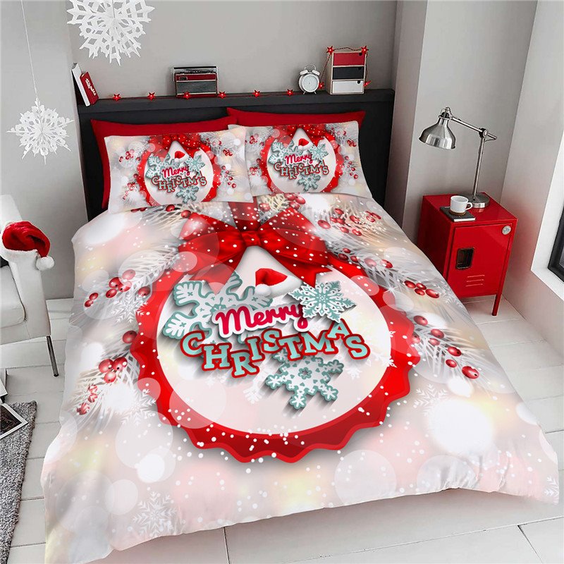 3D Christmas Bedding Santa Claus 3-Piece Comforter Set 1 Comforter 2 Pillowcases Full Queen King Soft Skin-friendly Micr (King)